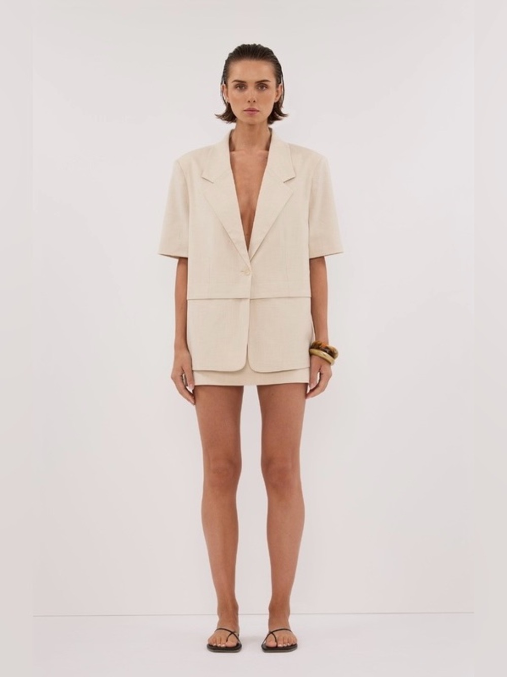 NWT DISSH Rita Sand Skort minimalist classic resort capsule wardrobe elegant 10